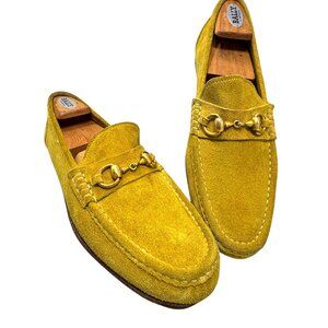 Retro Charles Jourdan Monseiur Galliano Yellow Suede Horsebit Loafers‎